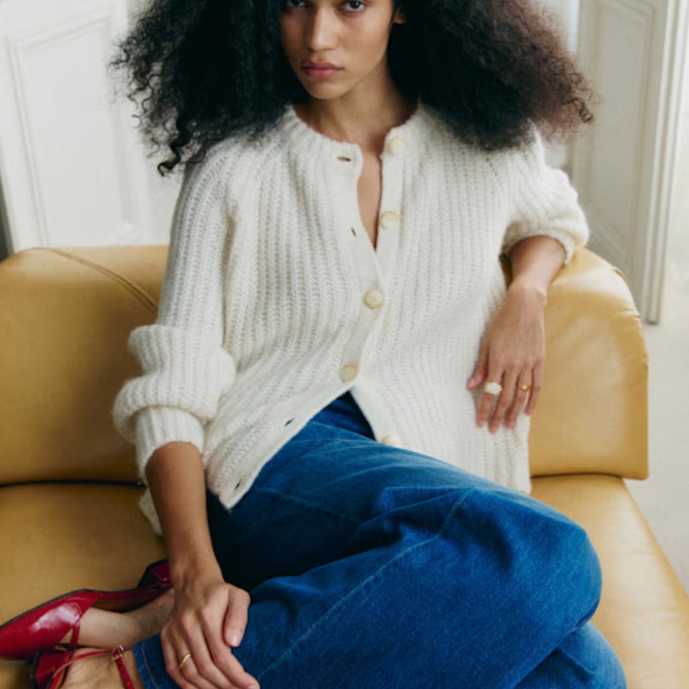 Sezane Cream Knit Cardigan - Picture 3 of 3